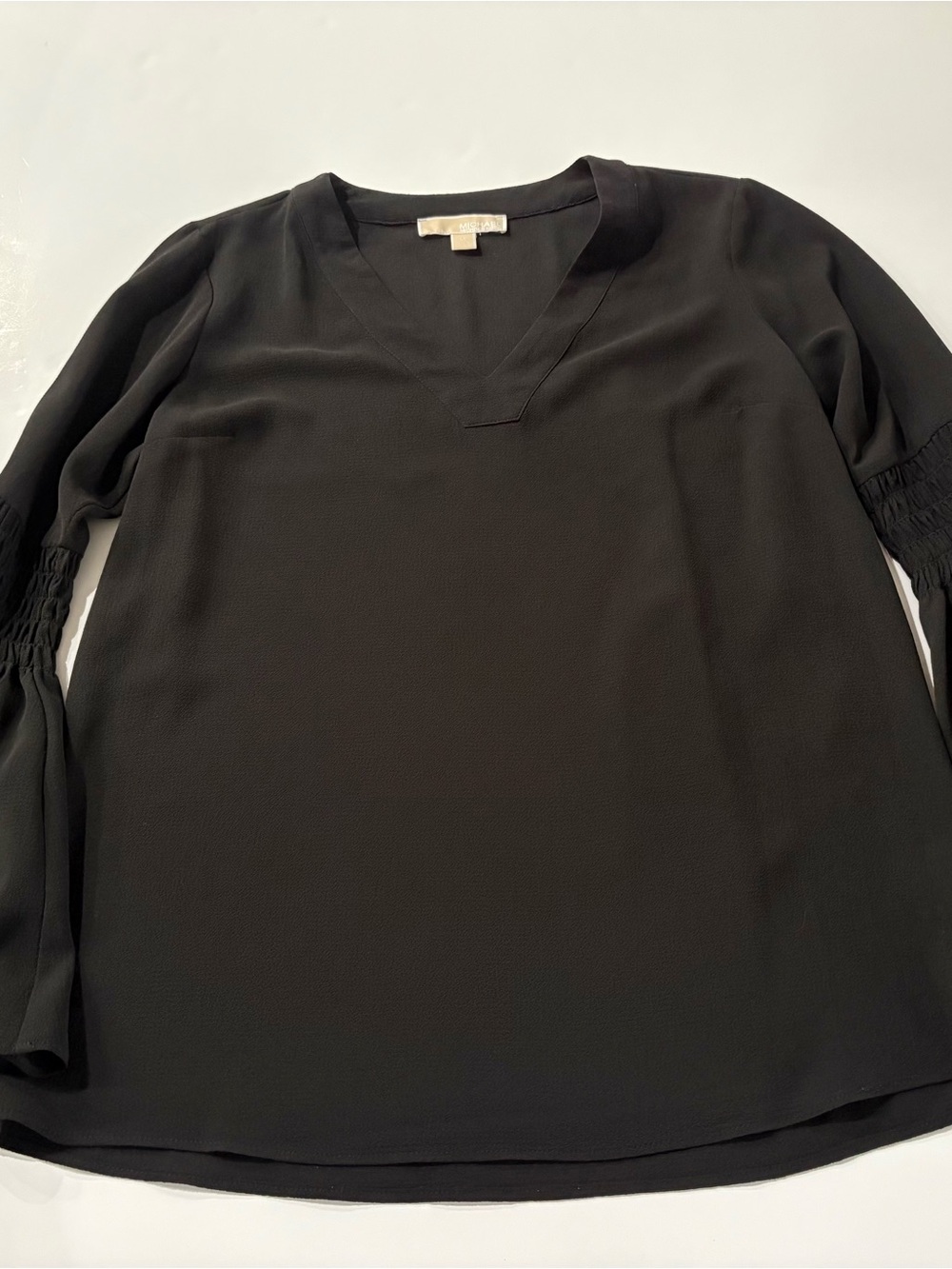 Black V-Neck Women's Blouse by Michael Kors- Classic Work to Weekend Top, M